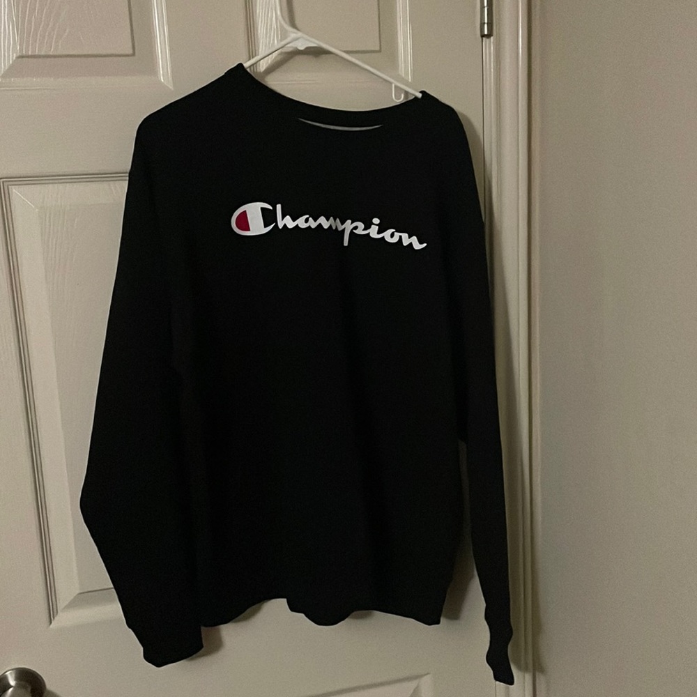 Champion Men's Powerblend Fleece Crew, Script Logo